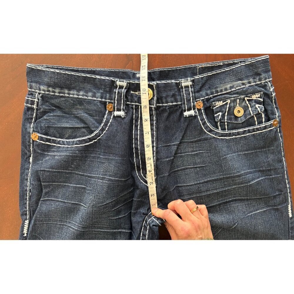 True Religion Y2K Super T World Tour Big Horseshoe Flap Jeans Dark Wash 36 x 33 - Picture 10 of 15